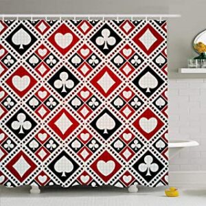 12Hook-Casino Dice Poker 2482 72/79"Bathroom Polyester Fabric Shower Curtain 